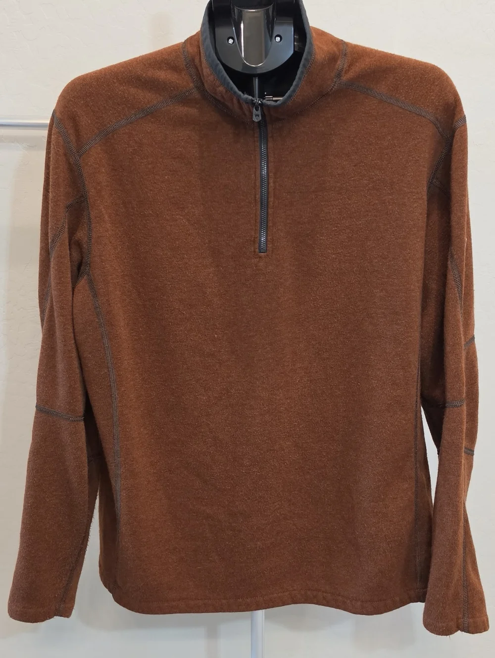 Kuhl Men's Zip-Neck Sweater in Rust Brown